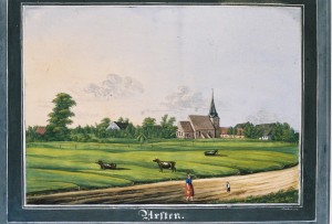 Aquarell der Kirche Arsten