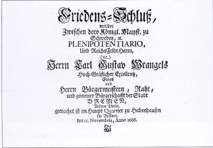 Habenhauser Friedensschluss Urkunde von 1666