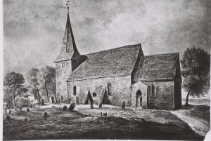 Die Arster Kirche mit altem Kirch-hof - Gemälde von Christian Grabau 1873